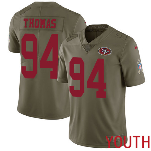 San Francisco 49ers Limited Olive Youth Solomon Thomas NFL Jersey 94 2017 Salute to